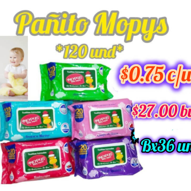 Pañitos Húmedos Mopys pqtX120und - Bx36pqt