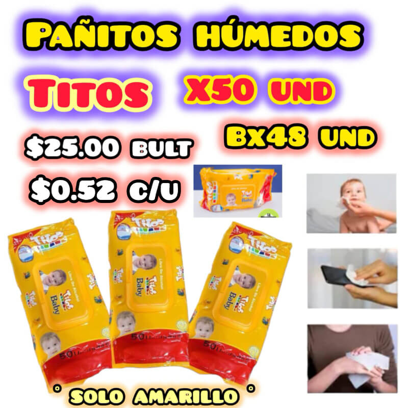 Pañitos Húmedos TITOS pqtX50und - Bx48pqt