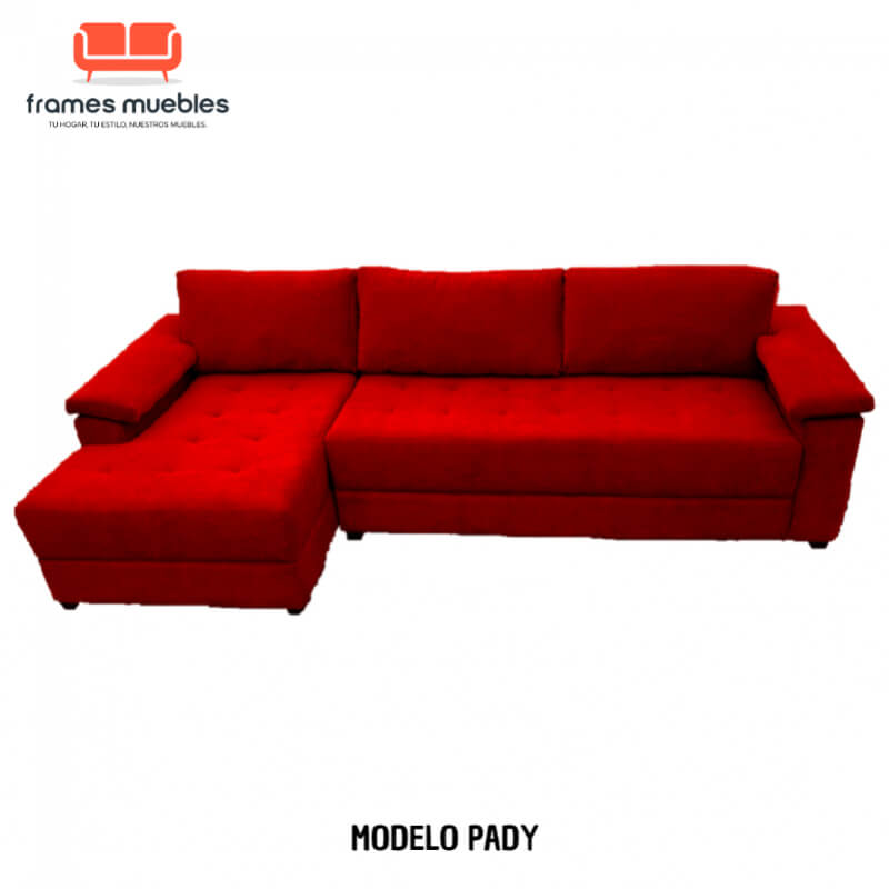 Sala Modular Modelo Pady - Adaptable a tu Estilo con Chaise Longue en Vibrante Color Rojo | Frames Muebles