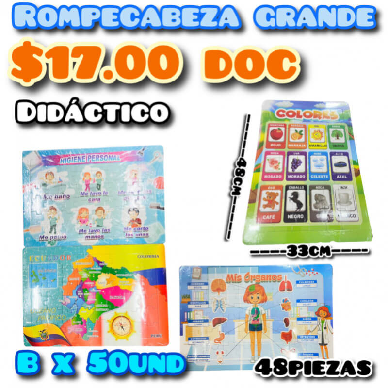 Rompecabeza Grande Didáctico 48piezas Bx50und