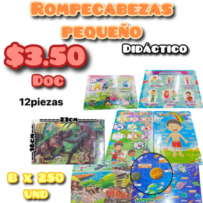 Rompecabeza pequeño 12piezas Bx250und