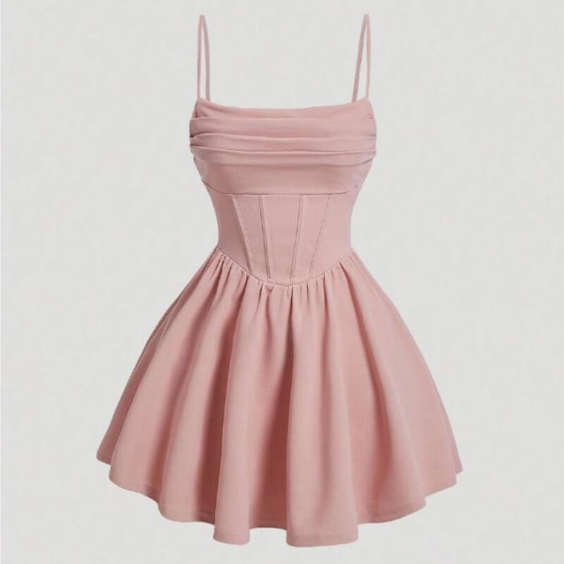 Vestido corto de Cintura plisada para mujer