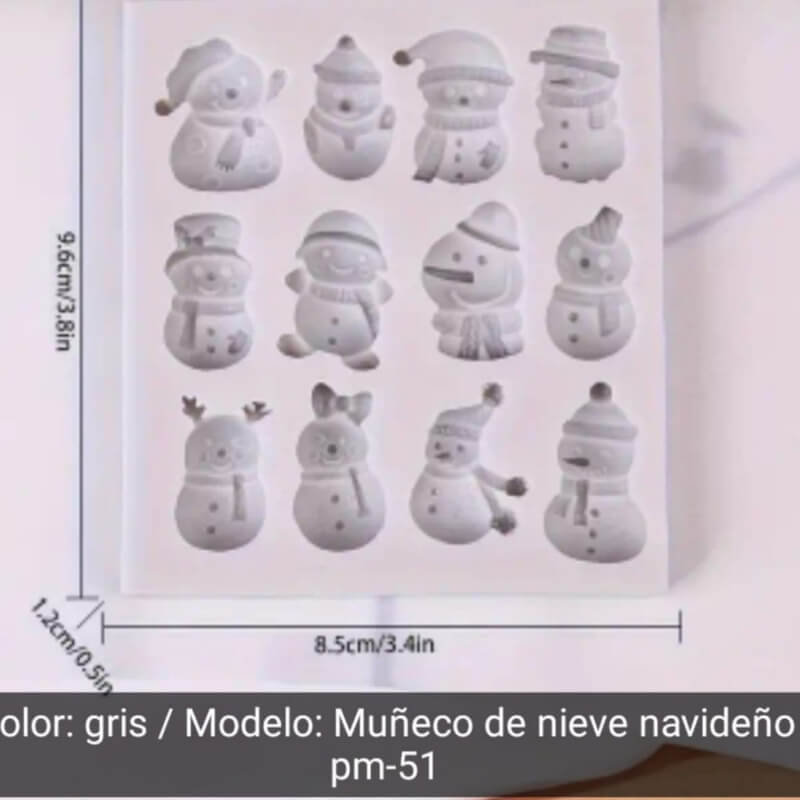 Molde de silicona hombre de nieve navideño x 12.