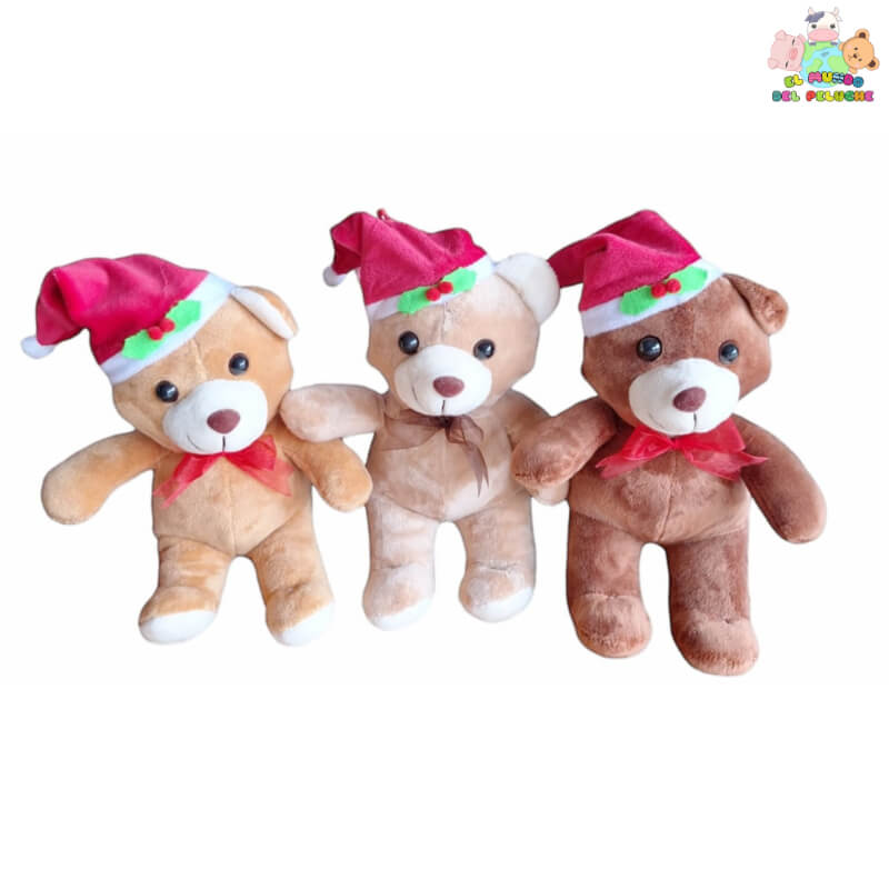 Osito Navideño #0 – Adorable Peluche con Gorro Navideño y Moño | 23 cm | El Mundo del Peluche