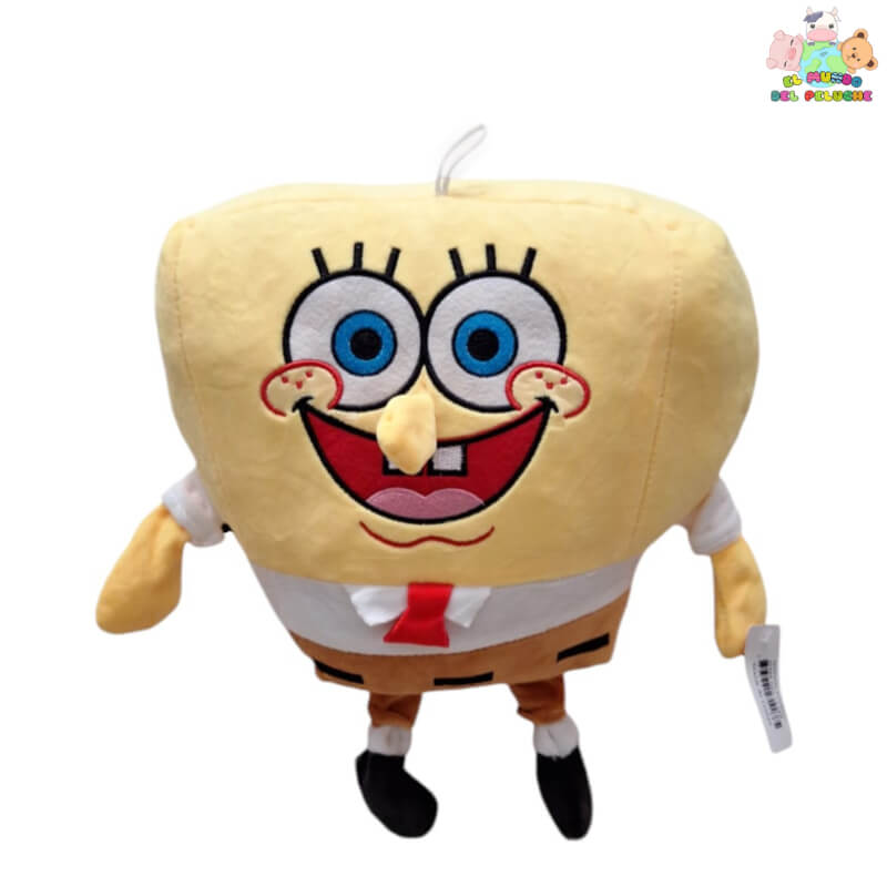 Peluche Bob Esponja – Traje Café y Corbata Roja – 30 cm | El Mundo del Peluche