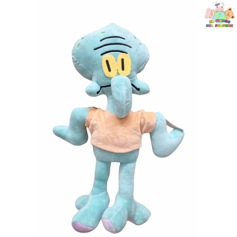 Peluche Calamardo – Color Verde Agua con Playera Café – 40 cm | El Mundo del Peluche