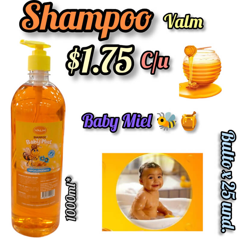 Shampoo Valm Baby Miel 1000ml