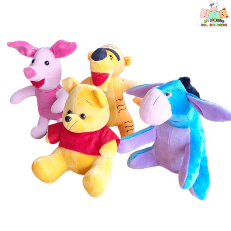 Set de Personajes Adorables de Winnie the Pooh – Piglet, Pooh, Ígor y Tigger – 13 cm | El Mundo del Peluche