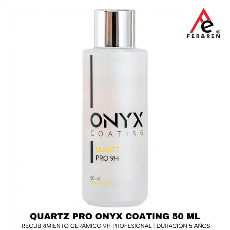Quartz Pro Onyx Coating 50 ml – recubrimiento cerámico 9H profesional, duración 5 años, repelencia extrema al agua, protección química y UV | FerRen
