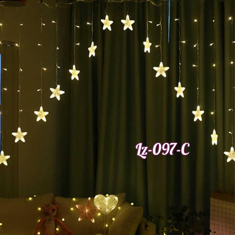 Cortina de luces led Calida con estrellas invertidas para dormitorio y sala de estar