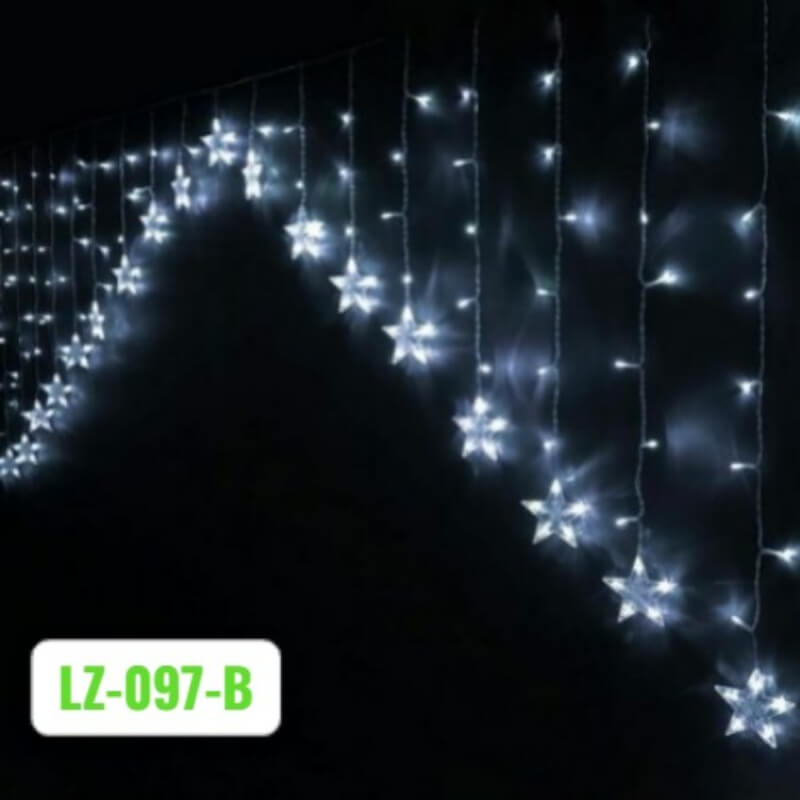 Cortina de luces led Blanco con estrellas invertidas para dormitorio y sala de estar