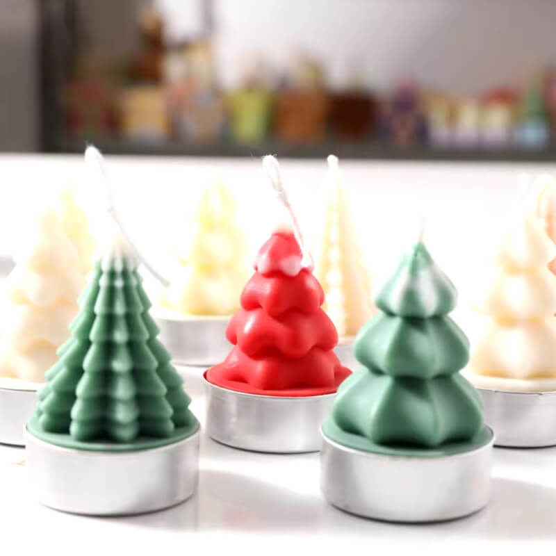 Molde silicona Mini Arbolitos Navideños (juego de 3) para uso en velas, jabones, yeso, chocolate.