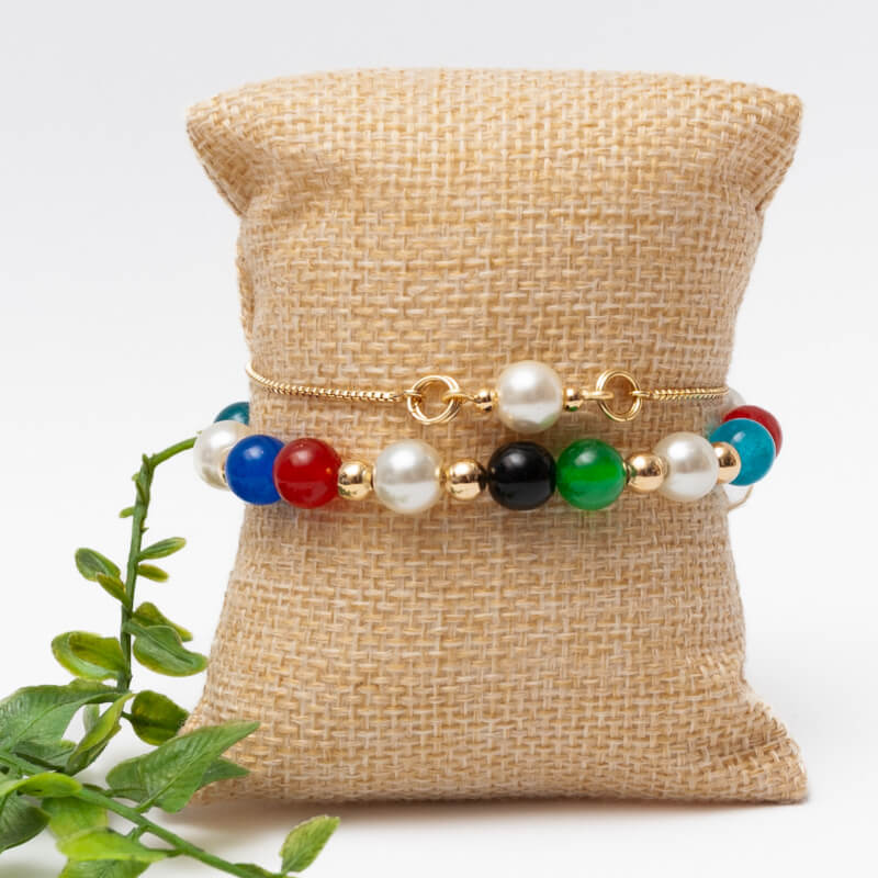 Pulsera Doble Colores Perla