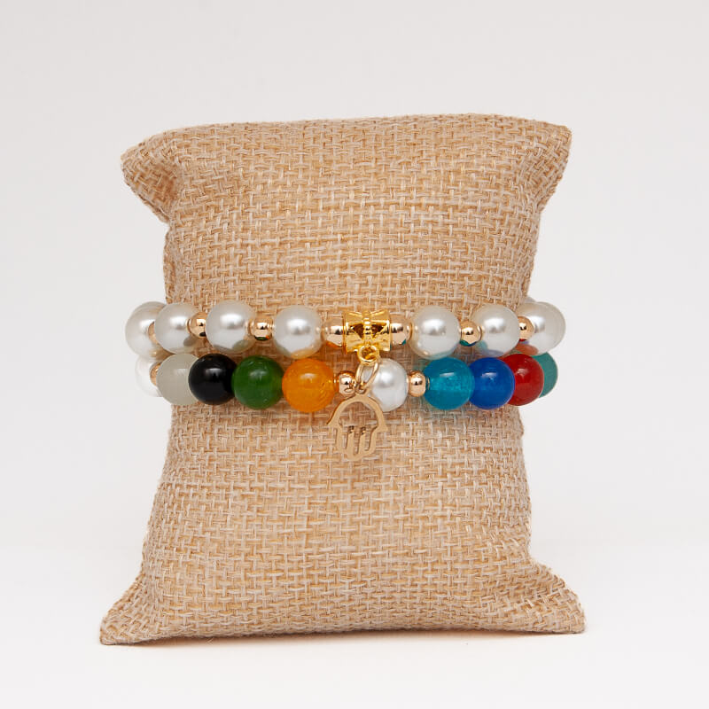 Pulsera doble colores, perlas