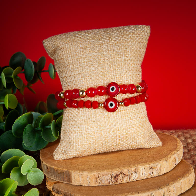 Pulsera doble rojo ojo turco