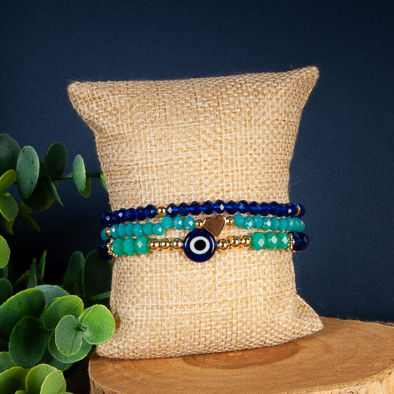 Pulsera Triple Azul Turquesa