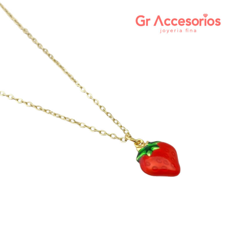 Collar Strawberry en Acero Inoxidable - Dulzura y Estilo en un Diseño Encantador