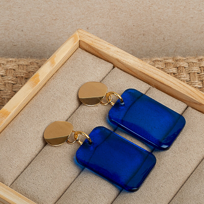 Aretes Rectangulares Azules