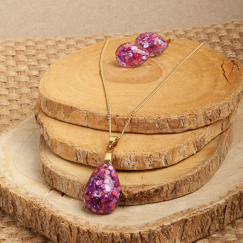 Set collar - aretes Rosa morado