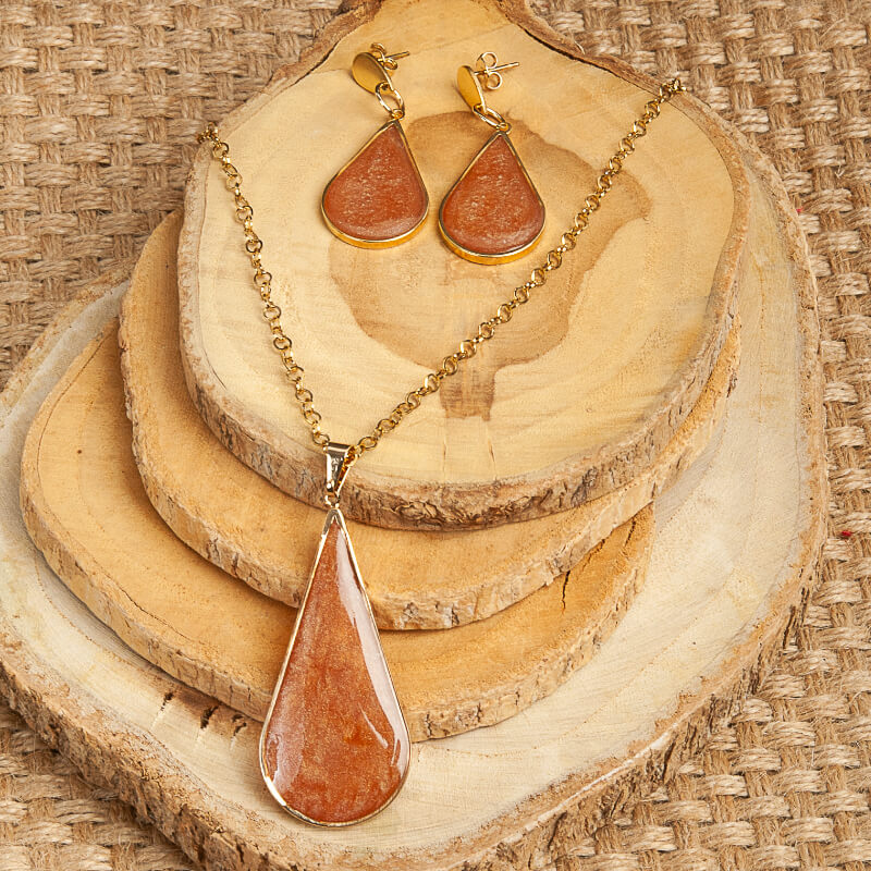 Set collar - aretes - naranja