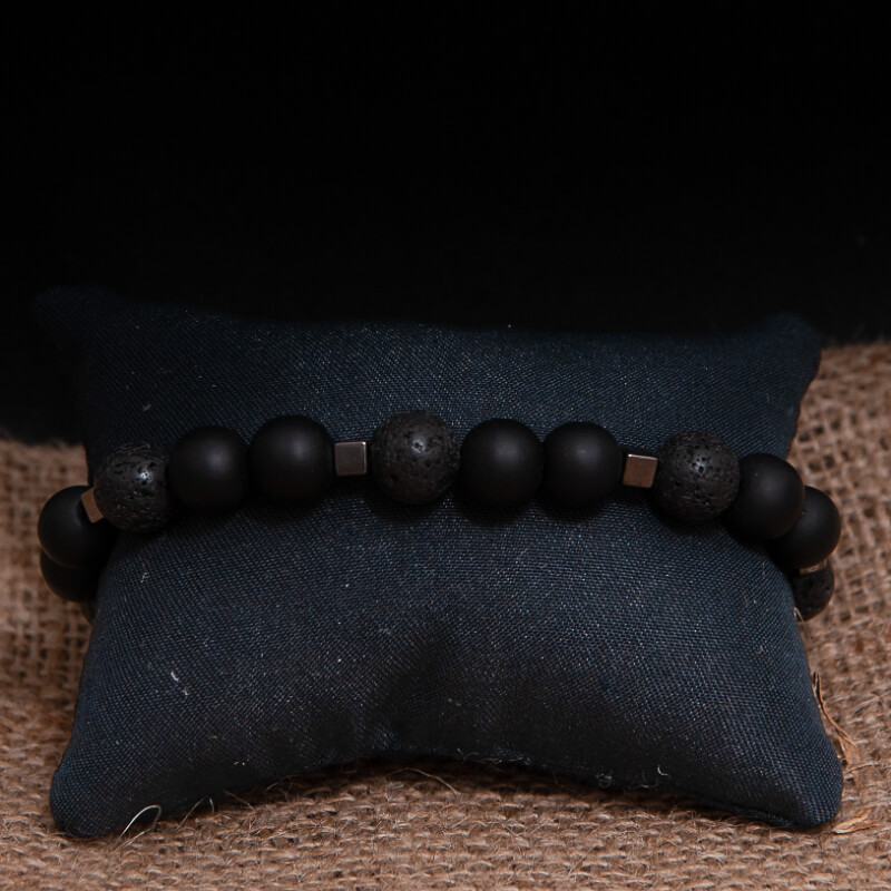 Pulsera Negra Piedra Volcánica grande