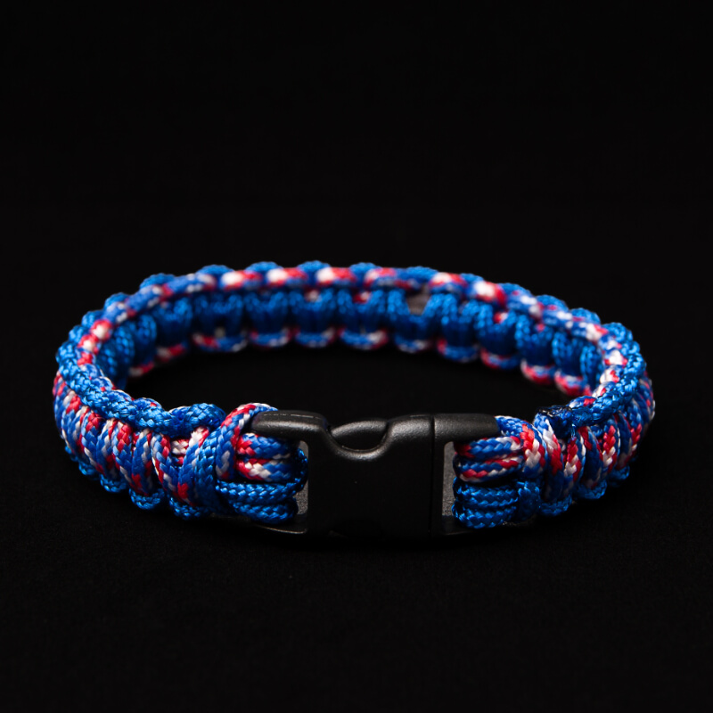 Pulsera Cordon delgado Azul con rojo y blanco