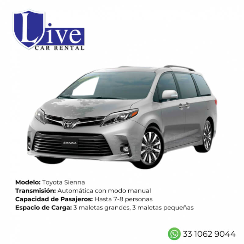 Renta de Auto Toyota Sienna en Guadalajara - Gama Mini Van, Comodidad y Espacio para Grandes Viajes