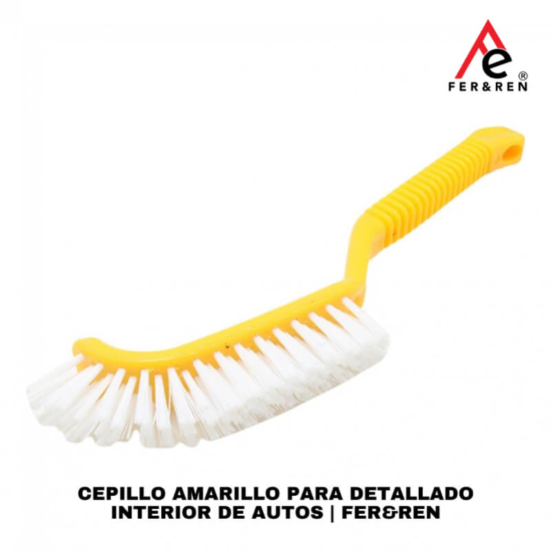 Cepillo Amarillo para Detallado Interior de Autos | FER&REN | Limpieza Profesional Multisuperficie