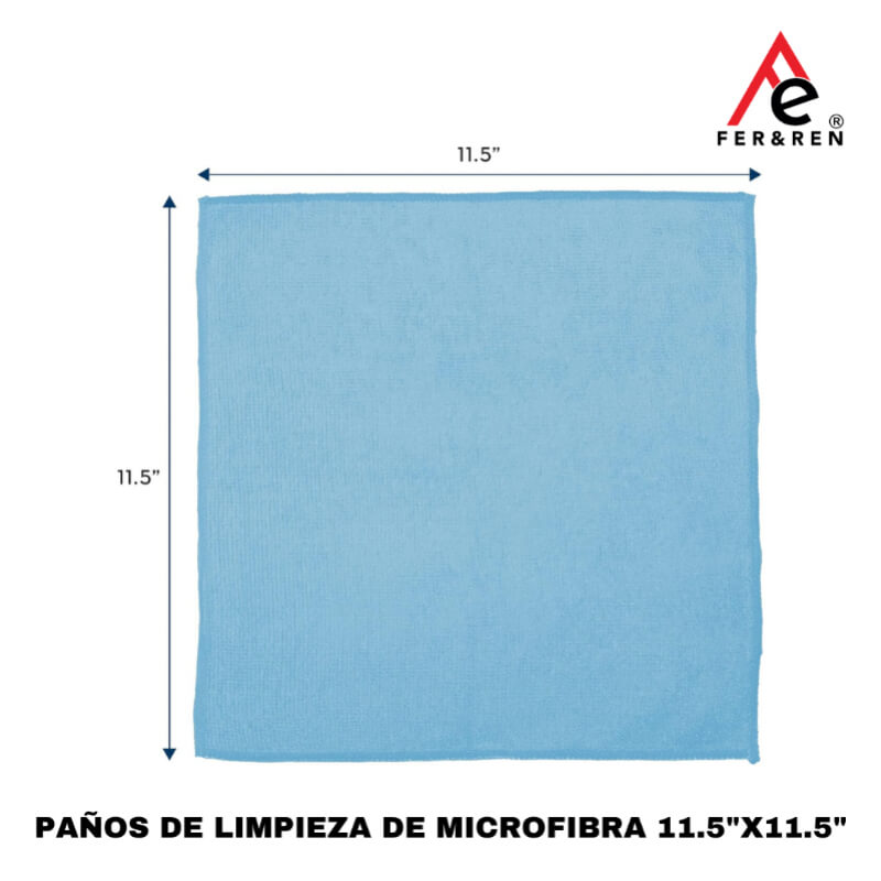 Paños de Limpieza de Microfibra 11.5 x 11.5 | Tela Reutilizable Sin Pelusa | FER&REN