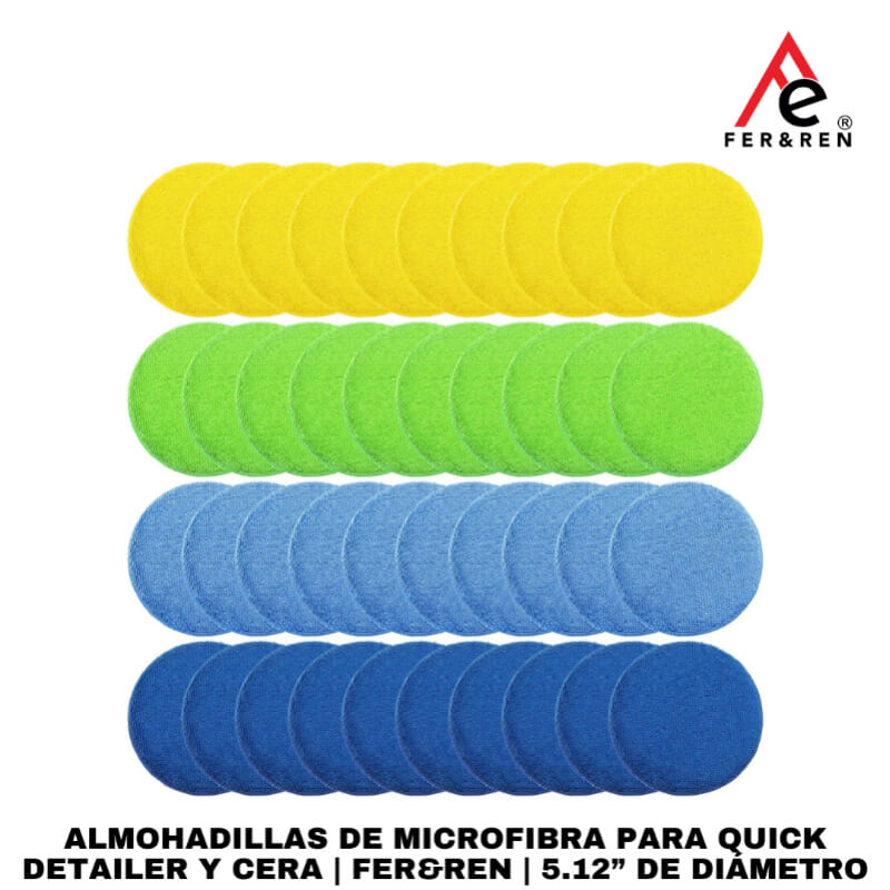 Almohadillas de Microfibra para Quick Detailer y Cera | FER&REN | 5.12” de Diámetro