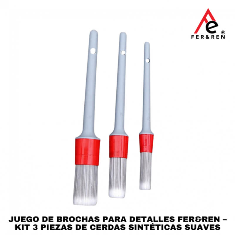 Juego de Brochas para Detalles FER&REN – Kit 3 Piezas de Cerdas Sintéticas Suaves