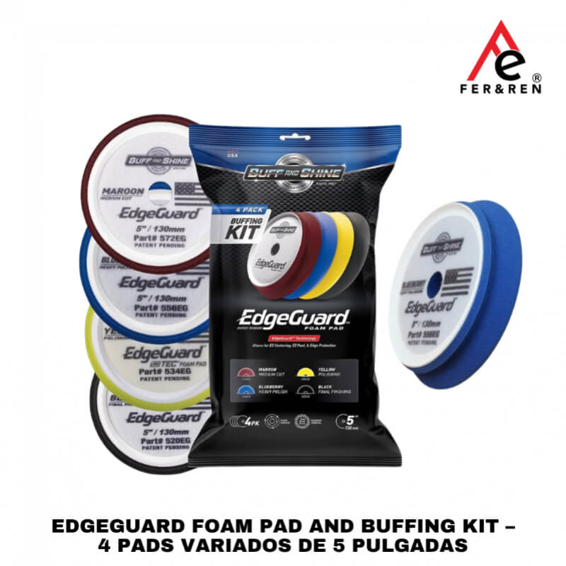 EdgeGuard Foam Pad and Buffing Kit – 4 Pads Variados de 5 Pulgadas