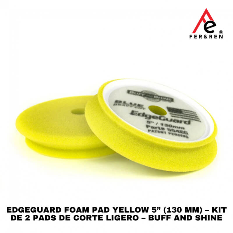 EdgeGuard Foam Pad Yellow 5” (130 mm) – Kit de 2 Pads de Corte Ligero – Buff and Shine