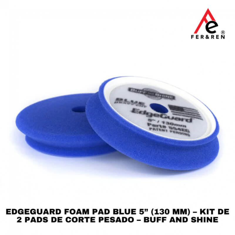 EdgeGuard Foam Pad Blue 5” (130 mm) – Kit de 2 Pads de Corte Pesado – Buff and Shine