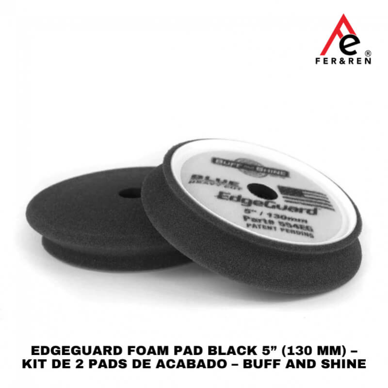 EdgeGuard Foam Pad Black 5” (130 mm) – Kit de 2 Pads de Acabado – Buff and Shine