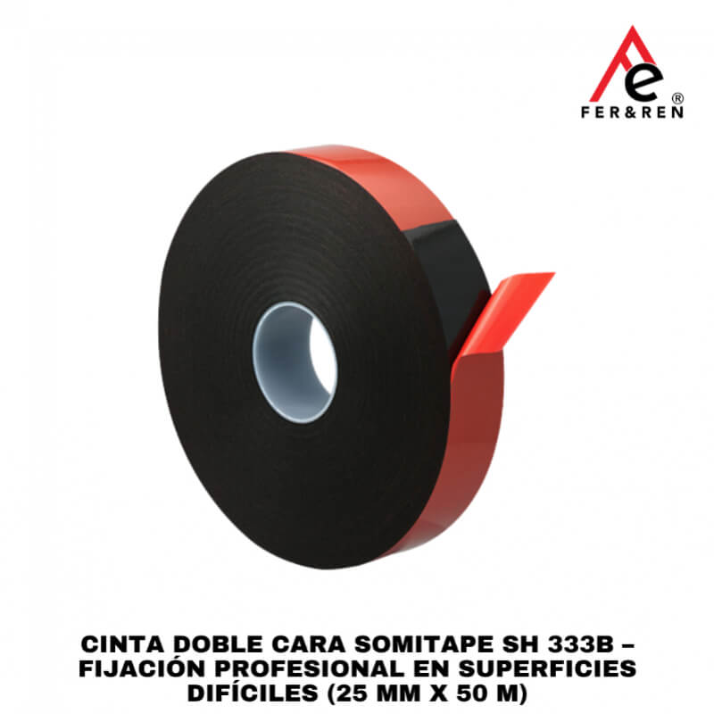 Cinta Doble Cara SOMITAPE SH 333B – Fijación Profesional en Superficies Difíciles (25 mm x 50 m)