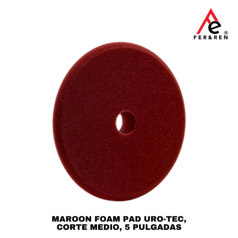 Maroon Foam Pad URO-TEC, Corte Medio, 5 Pulgadas – Buff and Shine