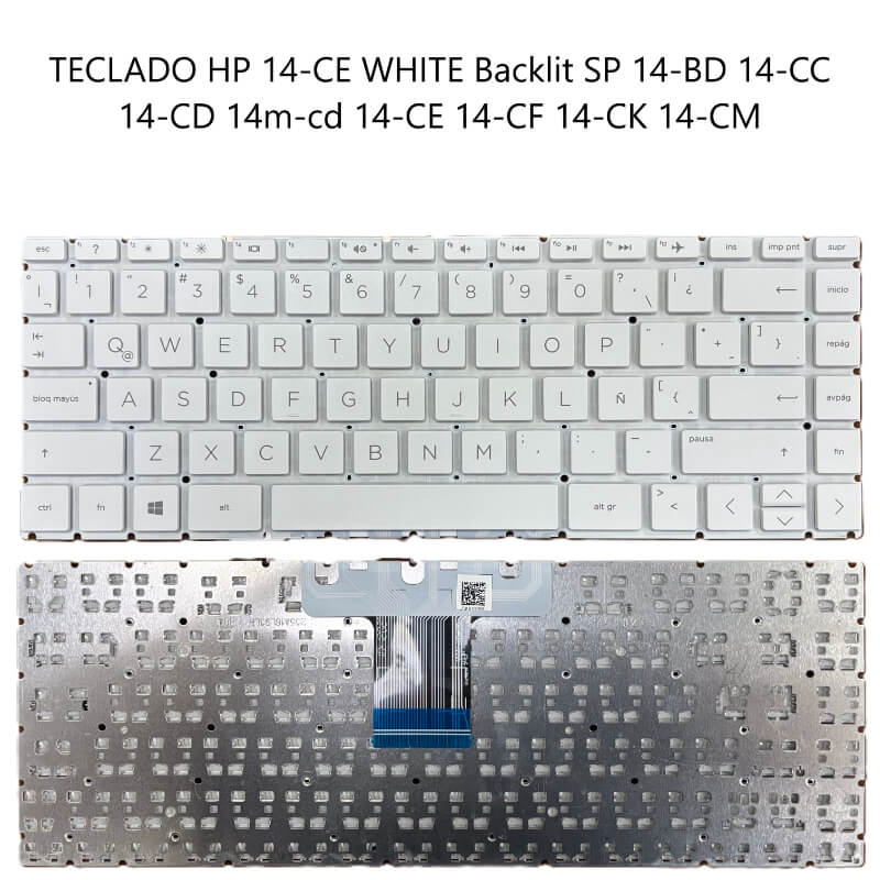 TECLADO HP 14-CE WHITE Backlit SP 14-BD 14-CC 14-CD 14m-cd 14-CE 14-CF 14-CK 14-CM