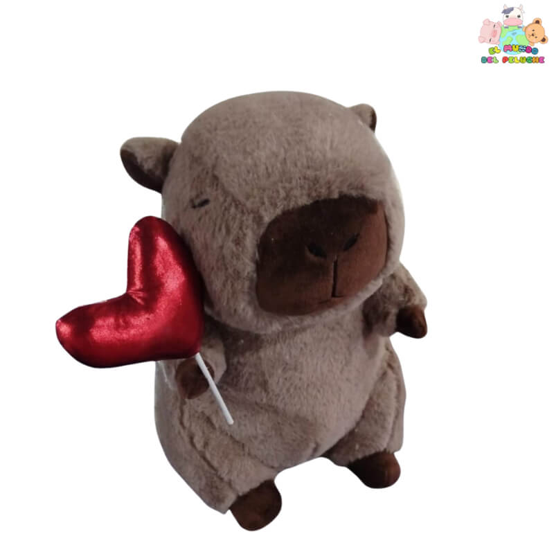 Peluche Capibara con Corazón - Un Detalle Lleno de Amor (30cm) | El Mundo del Peluche