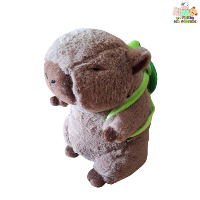 Peluche Capibara con Mochila de Tortuga - 30 cm de Ternura Decorativa| El Mundo del Peluche