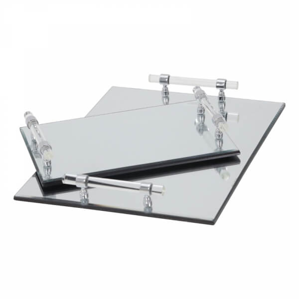 Bandeja rectangular de espejo pequeña