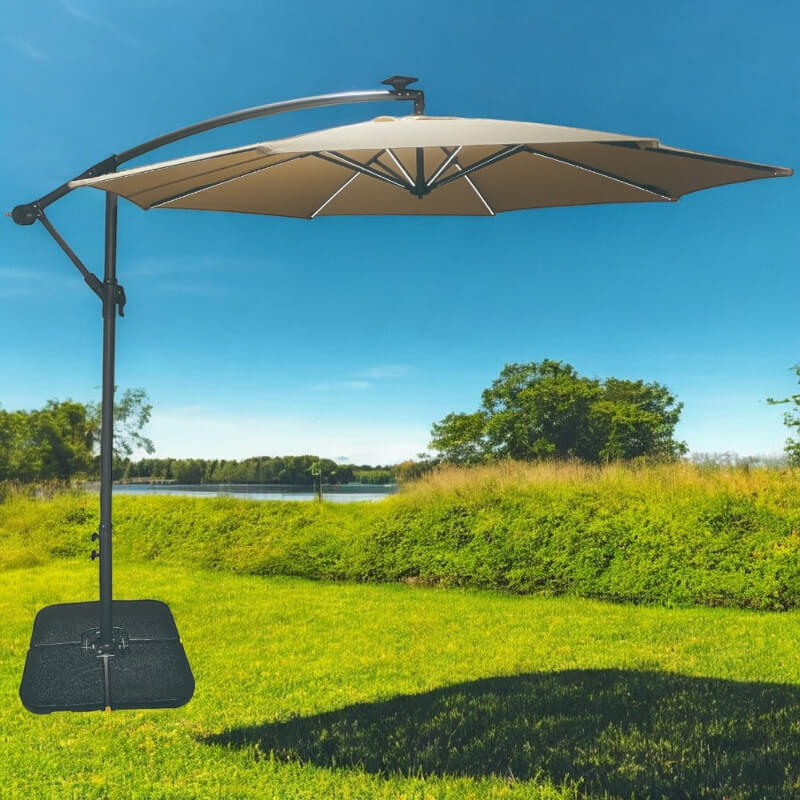 Parasol con luz Led Solar Gris Oscuro - Acero Resistente | PROLUXES