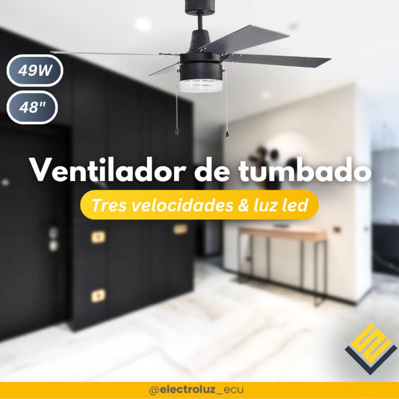 Ventilador de tumbado Dalton 48″ cafe con cadenas y led