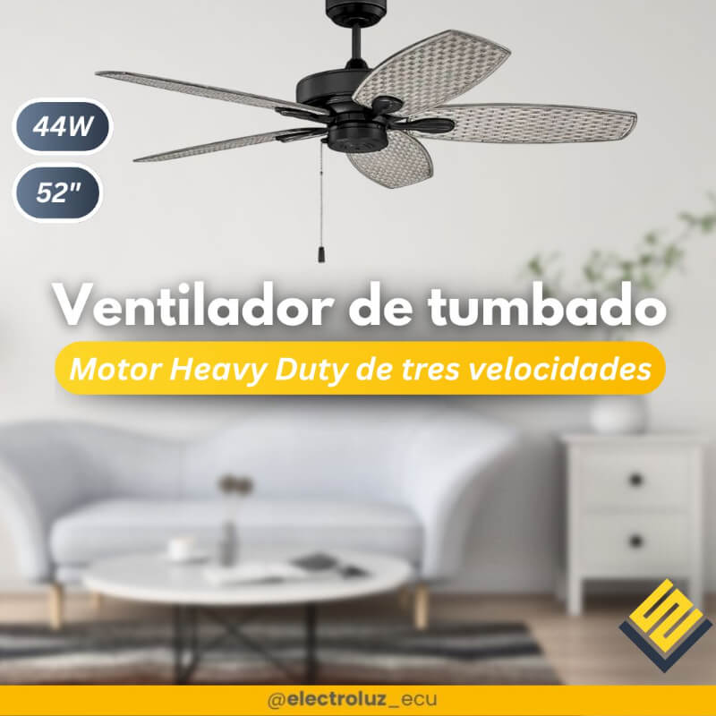 Ventilador de tumbado Retreat 52″ negro/gris con cadena