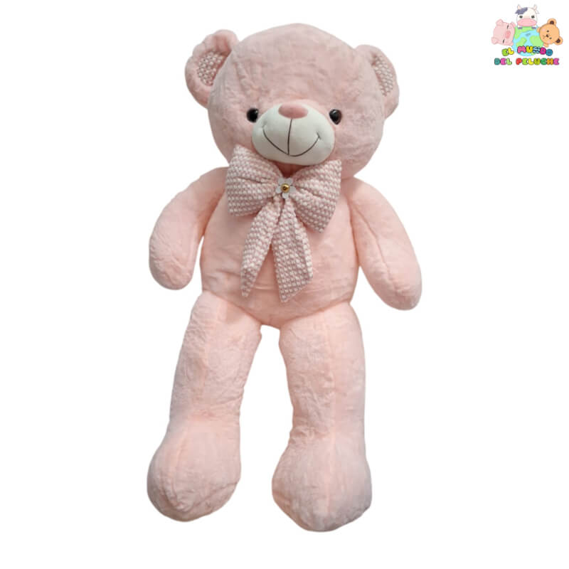 Oso de Peluche Rosado Pastel con Lazo Elegante – 1m de Suavidad y Estilo | El Mundo del Peluche