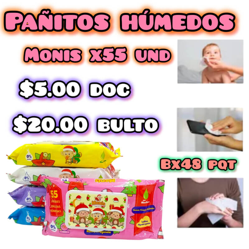 Pañitos Húmedos MONIS X 55 UND