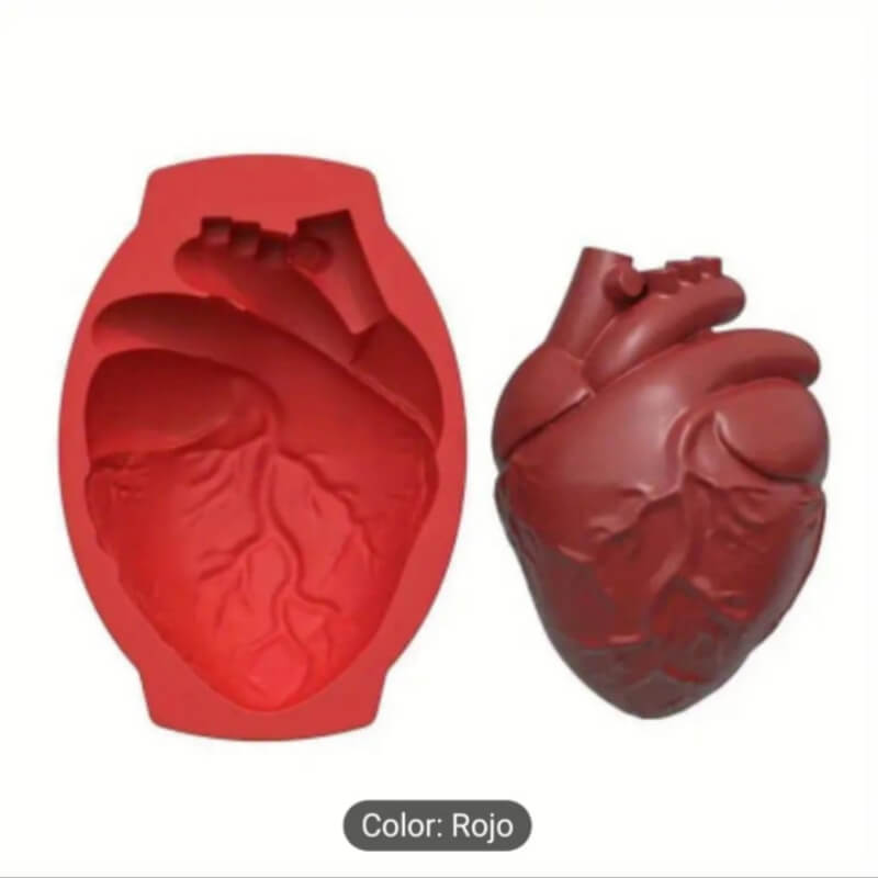 Molde silicona de Corazón 2D LARGE. para uso de velas, jabón, chocolate, resina, porcelana fría.