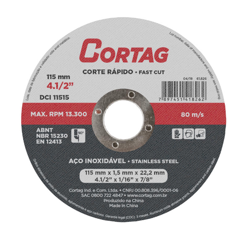 DISCO DE CORTE INOX 115MM*1.6MM