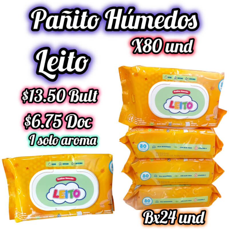 Pañitos Húmedos LEITO x80 und Bx24