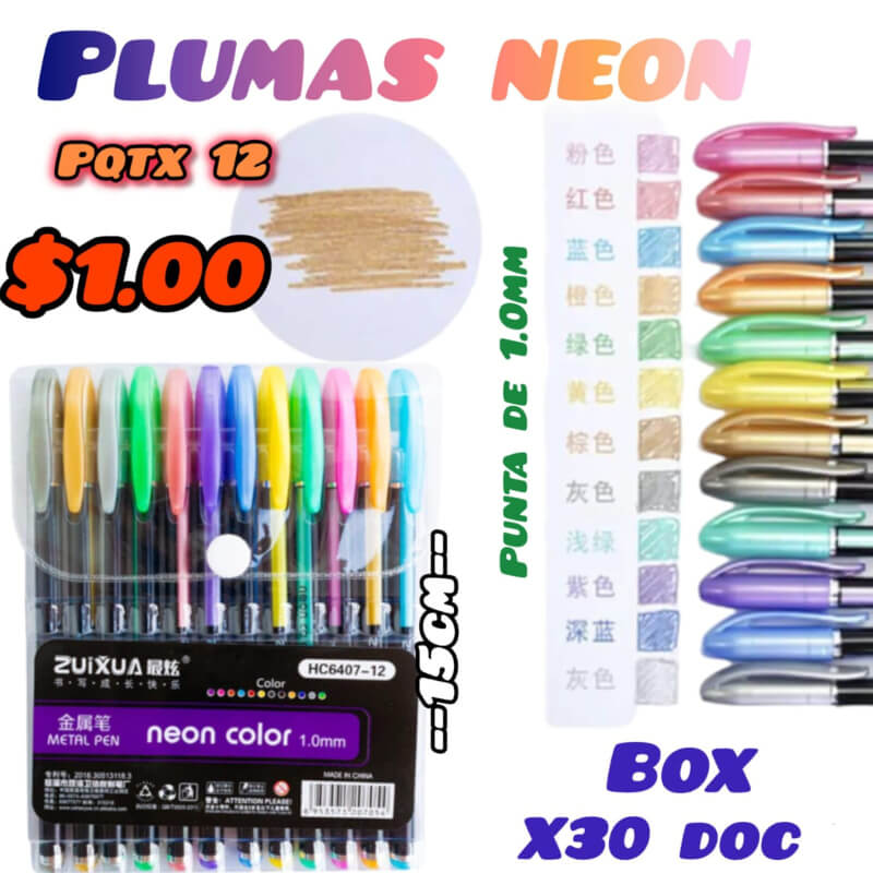 Plumas Neon x12